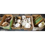 Four Boxes of Ceramics to Include Ornaments, Vases, Dinnerwares, Teawares, Table Lamp etc