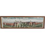 A Framed Chinese Print on Silk Depicting Industrial Factories, 112x28cm