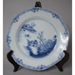 A Late 18th/Early 19th Century Hexagonal Chinese Blue and White Export Plate Decorated with River