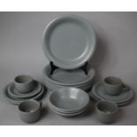 A Stone Grey Glazed Part Breakfast Set to Comprise Plates, Small Plates, Cups, Bowls etc