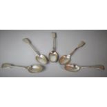 A Set of Five Silver Dessert Spoons, Monogrammed S, London 1897, 258g