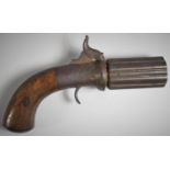 A 19th Century Six Shot Percussion Pepperbox Pistol, No Visible Marks, 20cm Long
