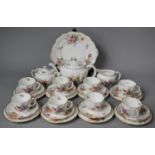 A Royal Crown Derby Derby Posies Teaset to Comprise Cake Plate, Teapot, Eight Saucers, Eight Side