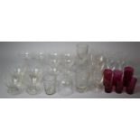 A Collection of 19th Century and Later Drinking Glasses to Comprise Set of Three Heavy Barley and