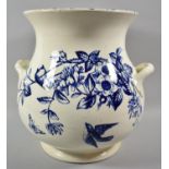 A Late 19th Century Blue and White Honeysuckle Pattern Two Handled Vase by J & H, Missing Lid,