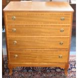 A Mid 20th Century Cross Banded Satin Wood Four Drawer Chest, 77cm Wide