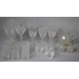 A Collection of Cut Glass Drinking Glasses to Comprise Wines, Sherries, Short Tumblers, Jug etc (