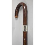 A Silver Mounted Swaine Walking Stick Inscribed for John Waddell, Beenham, Reading