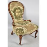 A Victorian Mahogany Framed Upholstered Balloon Back Ladies Nursing Chair