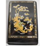 A Mid 20th Century Enamelled Chinoiserie Notepad, 19.5cm high