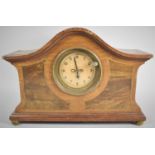 An Edwardian Inlaid Walnut and Mahogany Cased Mantle Clock with French Movement, In Need of