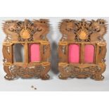 A Pair of Early 20th Century Carved Wooden Chinese Double Photoframes, Both Decorated with Dragons