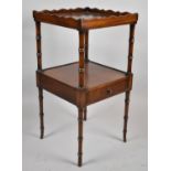 A 19th Century Mahogany Galleried Washstand with Faux Bamboo Supports and Single Centre Drawer,