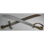 Two Brass Handled Cutlasses with Griffin Head Handles, 60cm Blades