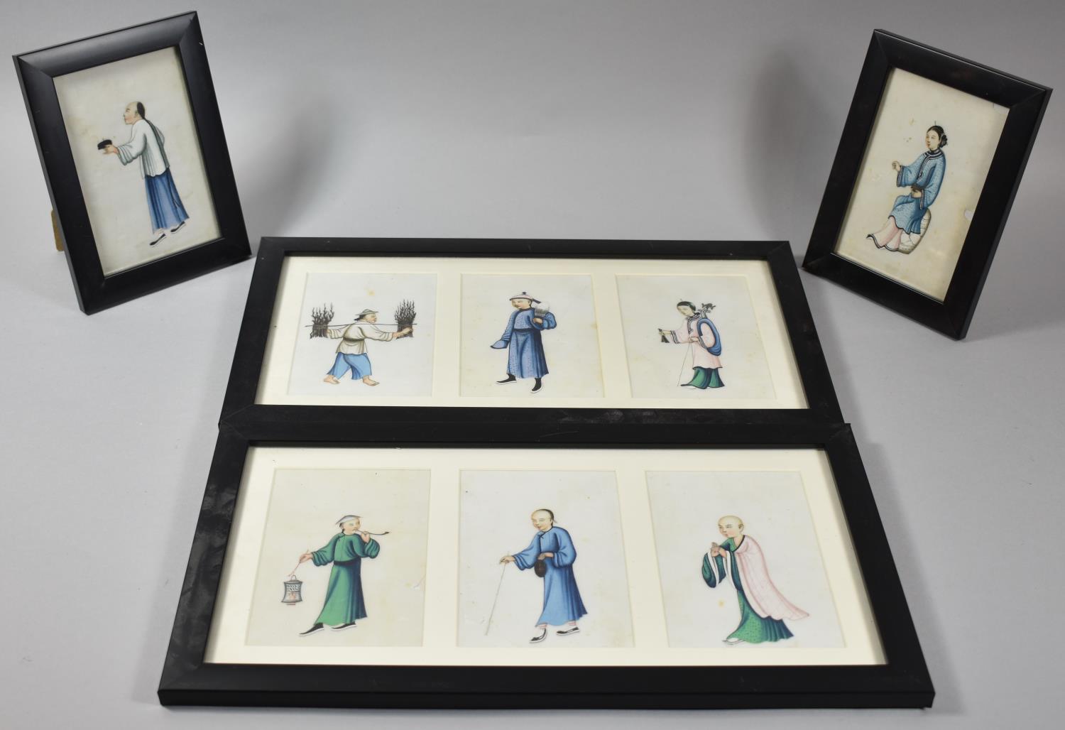 Two Pairs of Framed Chinese Paintings on Silk