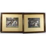 A Pair of Late Victorian/Edwardian Prints, Lovers In Garden, Each 25x20cm