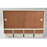 A 1960's Wall Mounting Plastic Kitchen Spice Cabinet with Sliding Doors and Four Drawers, 47cm Wide
