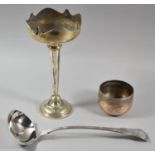 A Large Silver Plated Kings Pattern Ladle Together with a Silver Plated Epergne and Eastern Bowl