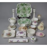 A Collection of Various Ceramics to Comprise Two Royal Doulton Gilt and White Candle Sticks,