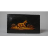 A Russian Lacquered Snuff Box Depicting Reclining horse, 9x5x2cm, Some Repair to Side