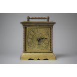 A Heavy Brass Metamec Carriage Clock, with Barley Twist Pilaster Decoration, 18cm High