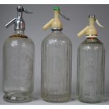 A Collection of Three Vintage Soda Siphons by Schweppes, Spencer and Marsh & Co.