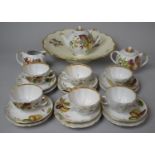 A USSR Hand Painted Tea Set to Comprise Teapot, Milk, Sugar, Six Cups, Six Saucers, Side Plates