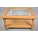 A Modern Square Topped Coffee Table with Stretcher Shelf, 86cm