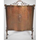 An Edwardian Oxidised Copper Serpentine Front Metal Fire Screen, 55cm Wide