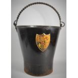 An Early 19th Century Metal Fire Bucket with Royal Arms (1816-1837), Barley Twist Loop Carrying
