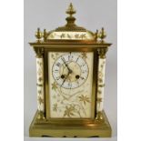 A French Ormolu and Gilt Decorated Porcelain Bracket Clock Decorated with Bamboo and Parrot to Front
