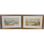 A Pair of Gilt Framed Water Colours, Monogrammed JMC and Dated 1896, Depicting Lake Scenes, 50x26cm
