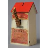 A Mid 20th Century Novelty Charity Box in the Form of Giraffe with Head Out of Stable, "Defeat