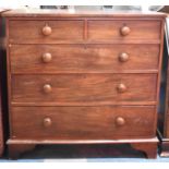 A 19th Century Mahogany Chest of Two Short and Three Long Drawers with Turned Wooden Handles and