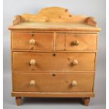 A Late 19th Century Pine Galleried Chest of Two Short and Two Long Drawers, 89cm wide