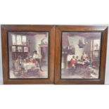 A Pair of Oak Framed Prints, Depicting Gents In Tavern Playing Backgammon and Planning Voyage