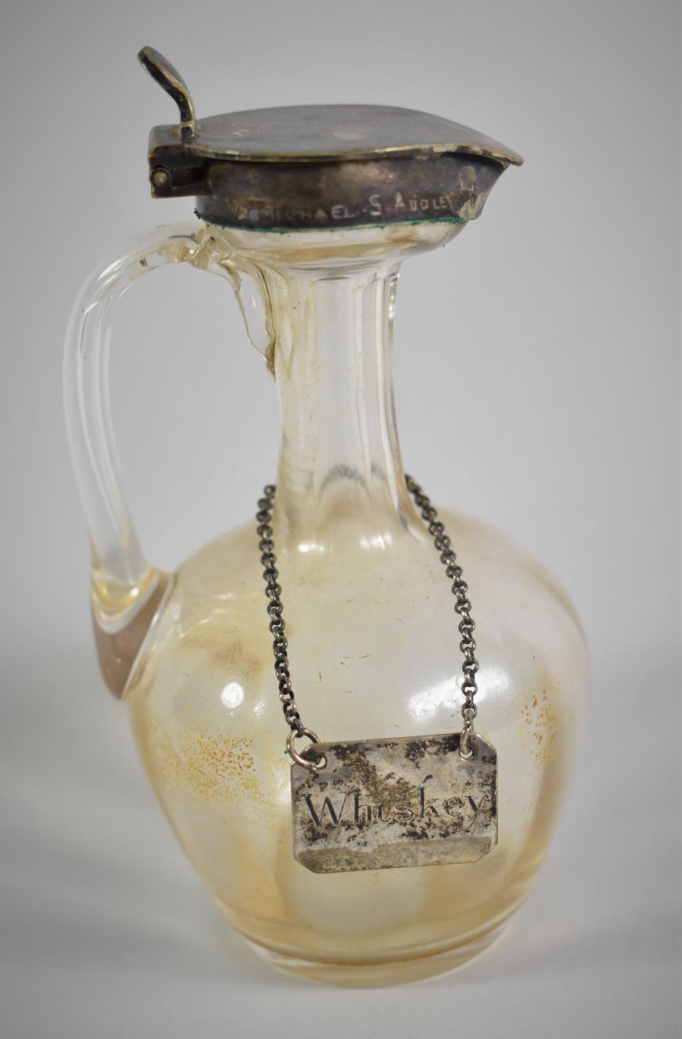 A 19th Century Silver Plate Topped Whisky Noggin Jug, The Pourer Engraved for Macmichael, Audley