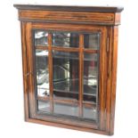 A Pretty Edwardian Inlaid Rosewood Corner Cabinet of Small Proportions with Mirrored Inner Two Glass