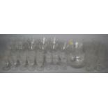 A Collection of Various Etched Drinking Glasses to Include Champagnes, Sherries, Liqueurs, Bowls etc