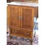 A Mid 20th Century Burr Walnut TV/Music Cabinet, 63cm wide