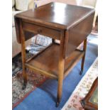 A Mid 20th Century Oak Drop Leaf Two Tier Trolley with Cutlery Drawer, 60cm Wide