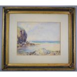 A Gilt Framed Watercolour Depicting Chapel Porth, Cornwall, Signed and Dated 1918 to Label Verso,