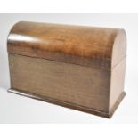 A Dome Topped Wooden Four Section Stationery or Letter Box, 24cm Wide