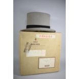 A Vintage Size 7 Grey Top Hat by Moss Bros Complete with Original Cardboard Box
