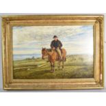 A Henry Moore (1831-1895) Oil on Board Depicting George Bulmer on Pony Overlooking Village and