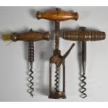 A Collection of Three Late 19th Century Corkscrews Including Double Action Example