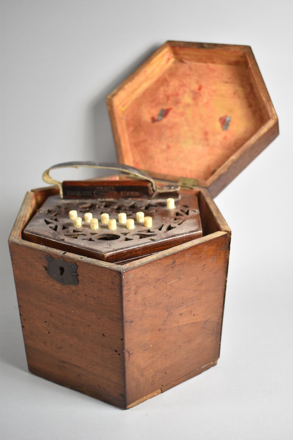 A Late 19th/Early 20th Century Mahogany Cased Barnett Samuel & Sons Hexagonal Concertina, Wooden - Image 3 of 4