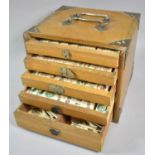 An Edwardian Mahjong Set in Brass Mounted Five Drawer Case with Two Carrying Handles Together with a