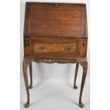 A Mid 20th Century Mahogany Fall Front Bureau with Fitted Interior, Single Drawer and on Extend