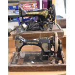 Two Vintage Sewing Machines for Restoration, Electric Singer and Hexagon Manual